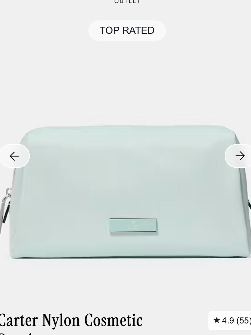 NWT kate spade Carter Nylon Cosmetic Pouch in Color Crisp Sky